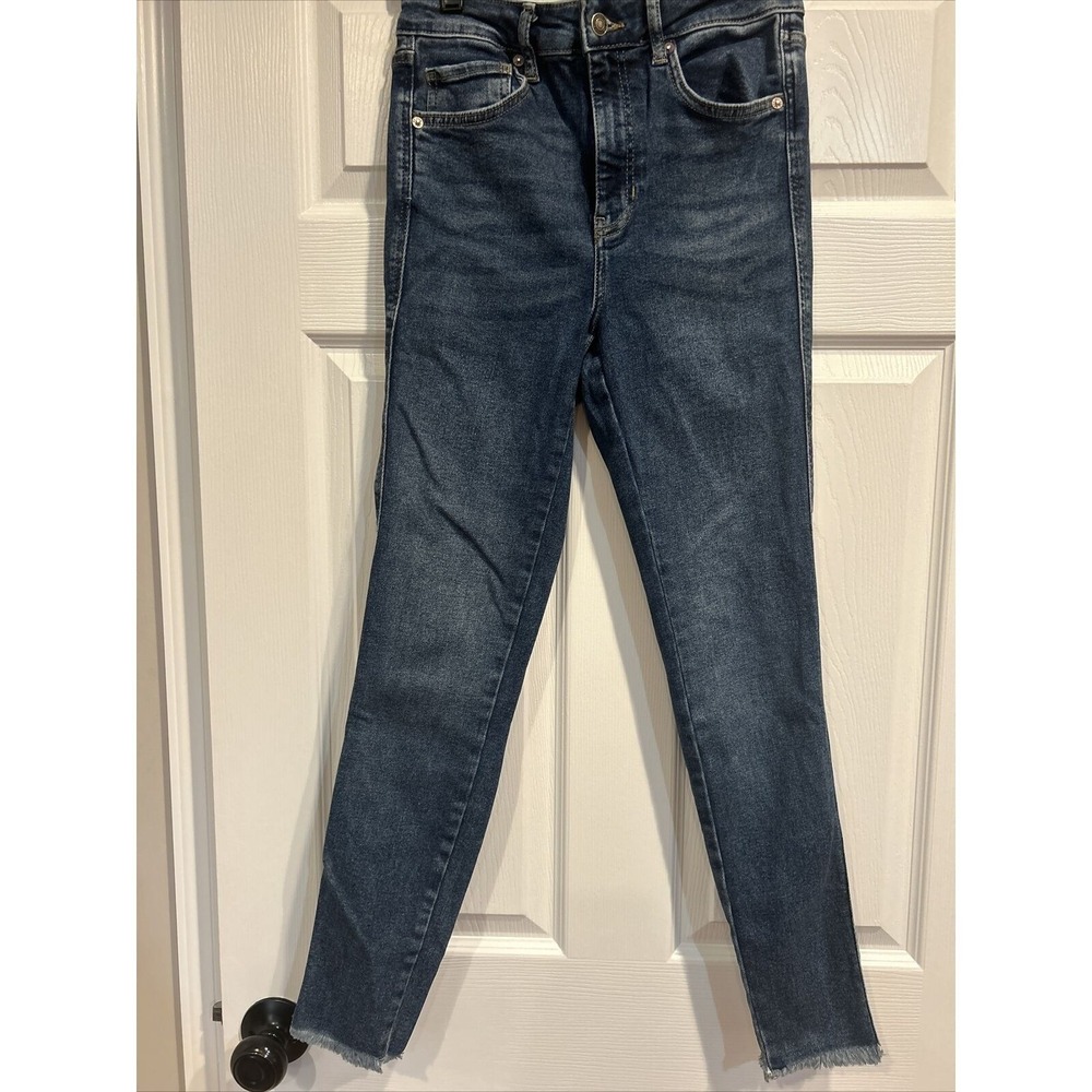Free People We The Free Women's Sz 28  High Rise Frayed Bottom Denim Jeans